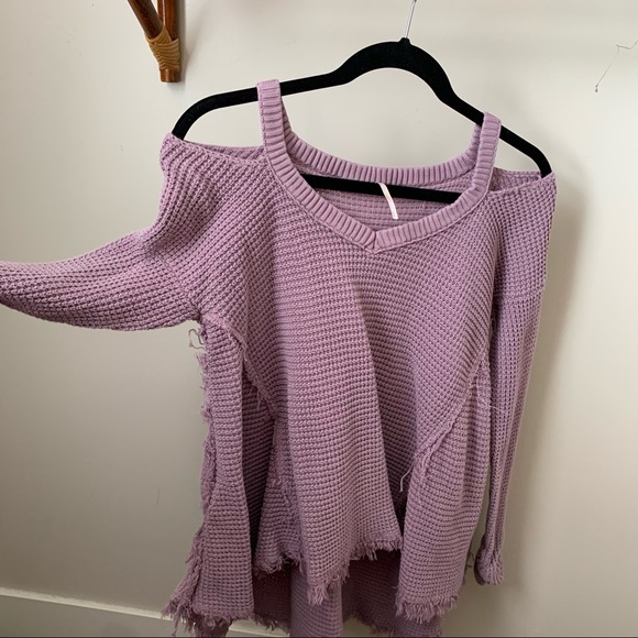 Free People Lavender Purple Moonshine Cold Shoulder Sweater - Picture 3 of 8